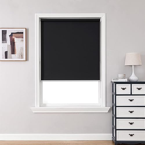 Miniatura 2 de ChrisDowa Persiana enrollable 100% opaca con aislamiento térmico, tela de protección UV. Persiana enrollable opaca total para oficina y hogar. Fácil