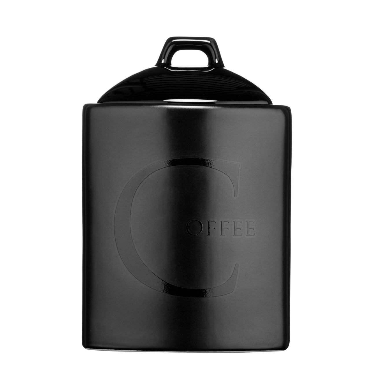 Prime Furnishing Coffee Jar Black Text Ceramic Tea Coffee Sugar Utensil Biscuit Salt & Pepper Jar Canister Storage Set (Coffee Jar)