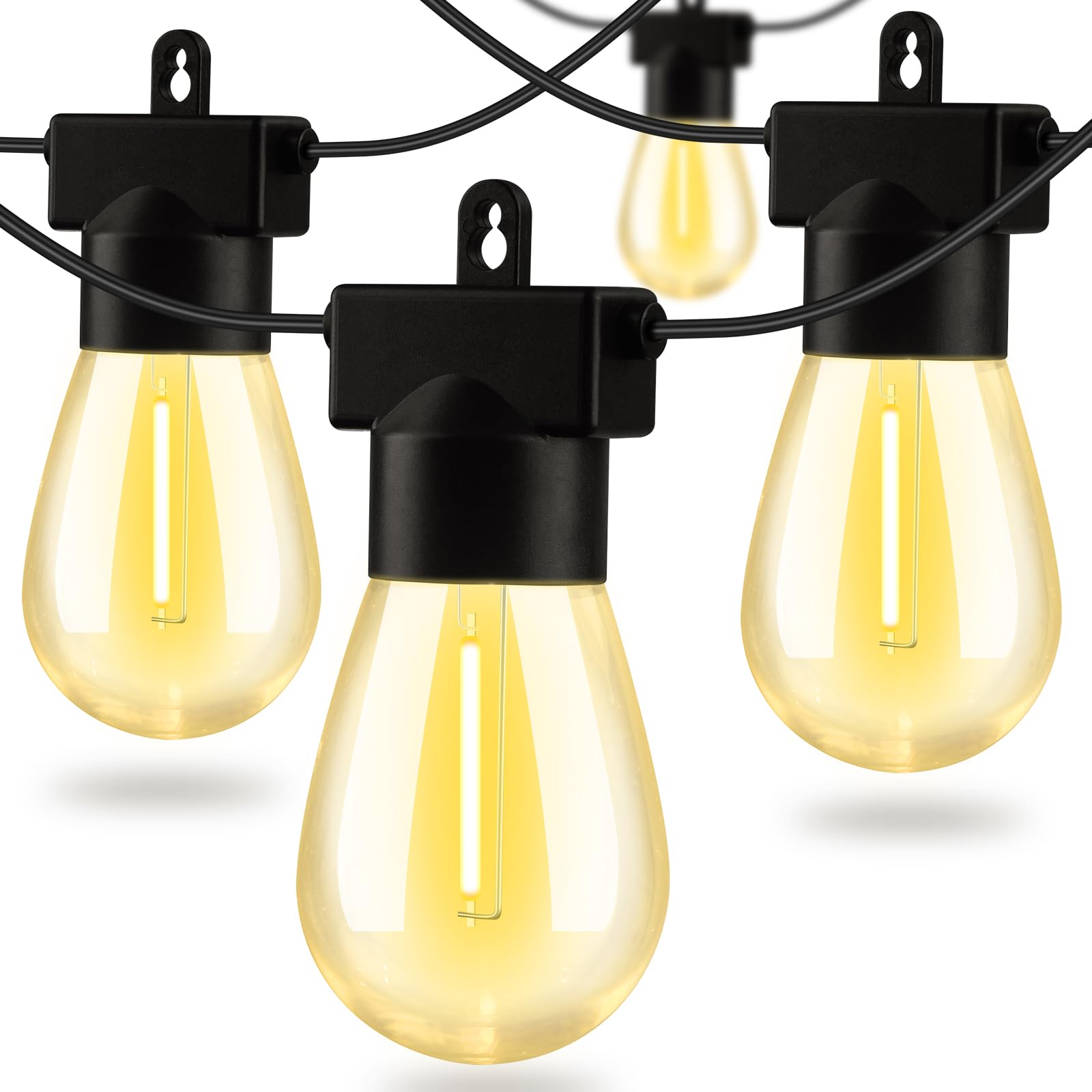 Aialun 24FT LED Outdoor String Lights, Outside Patio Backyard Light with 2700K Shatterproof Edison Bulbs, Heavy-Duty Commercial Grade Weatherproof Strand Decorative Café Porch Bistro Garden Tree