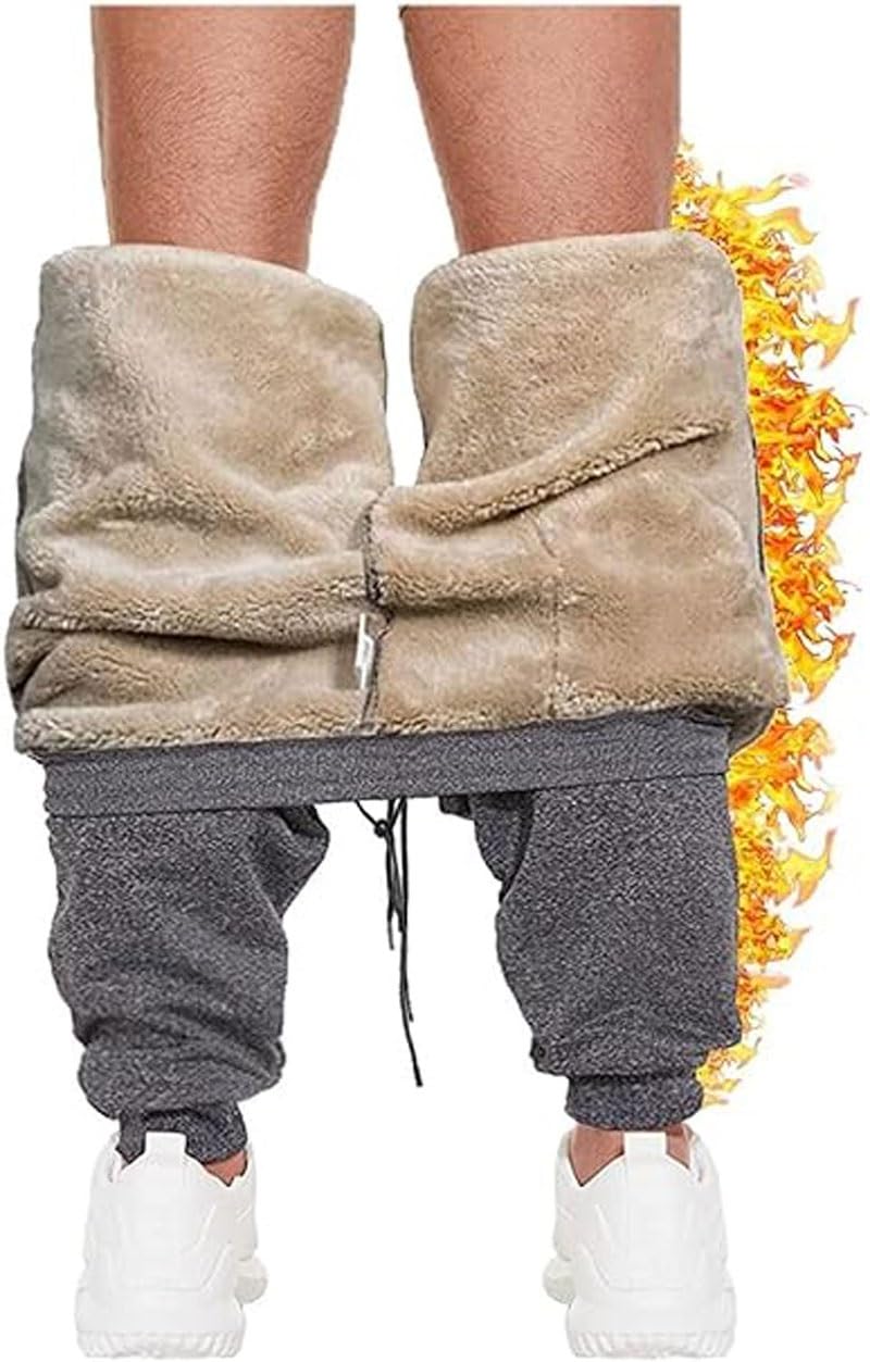 Pantaloni Termici Caldi Foderati Invernali da Uomo, Pantaloni in Pile Termico Leggero E Caldo, Pantaloni for Sport all'Aria Aperta, Pile A Vita Alta, Pantaloni