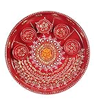 DEVIKA Hand Painted Beautiful S.Steel Classic Pooja THALI PUJA THALI,Decorative Puja Thali with 5vatis,Great Gift IDEA, for Wedding Decorations,Gifting,Ganpati,Rakhi,Navratri,n All Festival Gifting