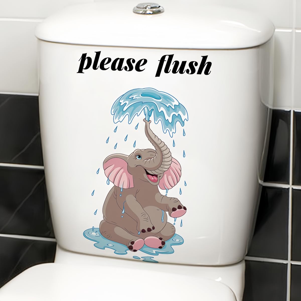 Kbatuo Transparent Elephant Toilet Cover Sticker Decals,Flower Leaf Bird Waterproof Toilet Lid Tank Seat Decals Cistern Self-Adhesive Bathroom Wall Sticker