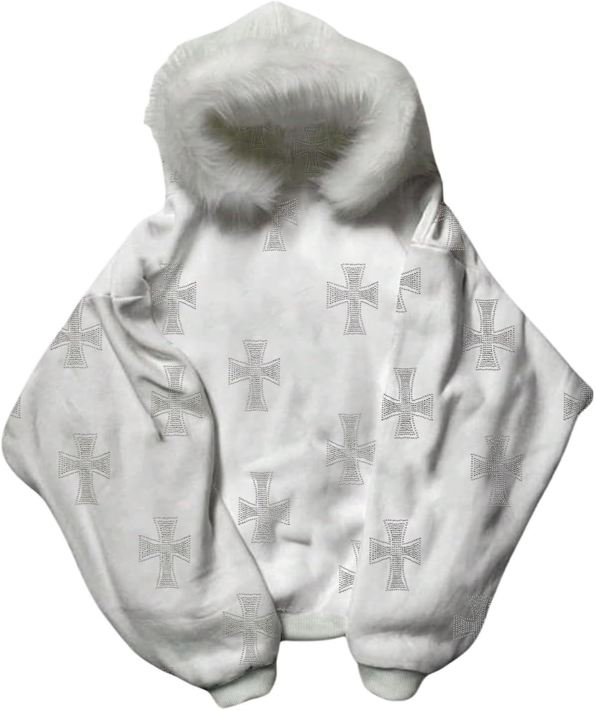 SOLY HUX Women's Gothic Fuzzy Hoodies Y2k Graphic Long Sleeve Hooded Sweatshirts Pullover