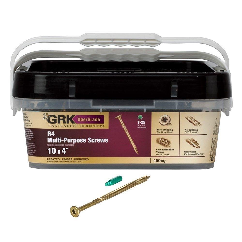 GRK121410 R4 T-25 Multi-Purpose Framing/Decking Screws, 10 by 4", Steel, Flat