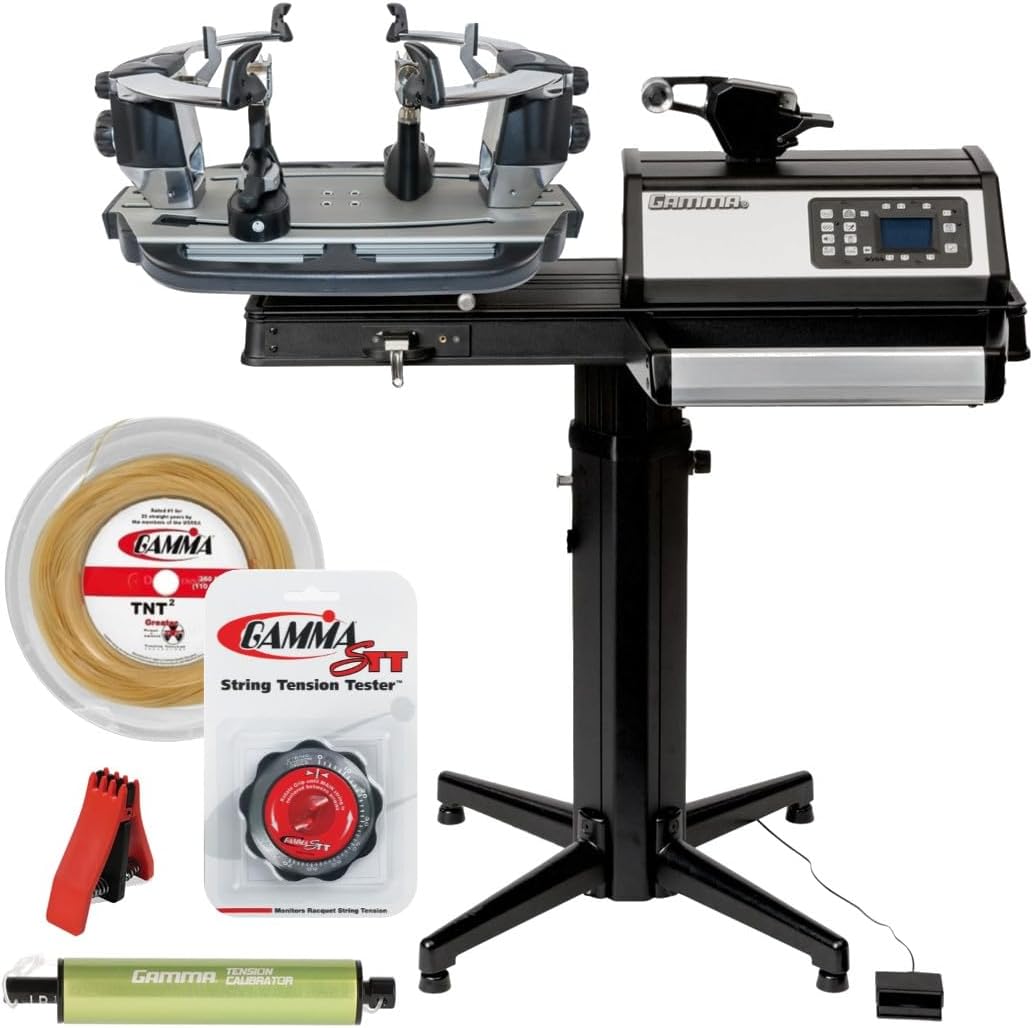 Gamma 8900 ELS Universal Tennis Stringing Machine – Stand-Up, Electric, 6-pt + Auto Release – Optional Tension Calibrator