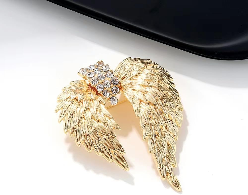 Brooch Pins Gold Angel Wing Rhinestone Lapel Brooches for Women Fashion Jewelry Clothing Decoration Accessorie - Image 2