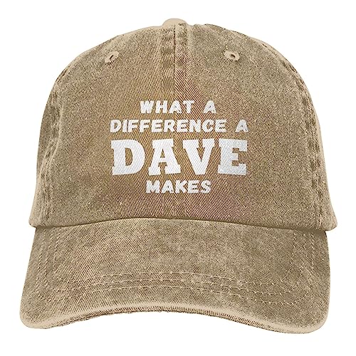 YUAOEUR What A Differences A Dave Makes Baseball Cap Vintage Adjustment Men Women Hats & Caps for Golf Running Sports Outdoor Workouts (Khaki)
