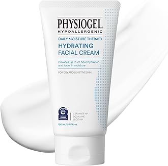 Daily Hydrating Facial Moisturizer Lightweight Cream, 72 hrs Hydration for Dry & Sensitive Skin, Korean skin care, Fragrance-Free, Non-Comedogenic, Dermatologist-Tested, Ceramide, Squalane.