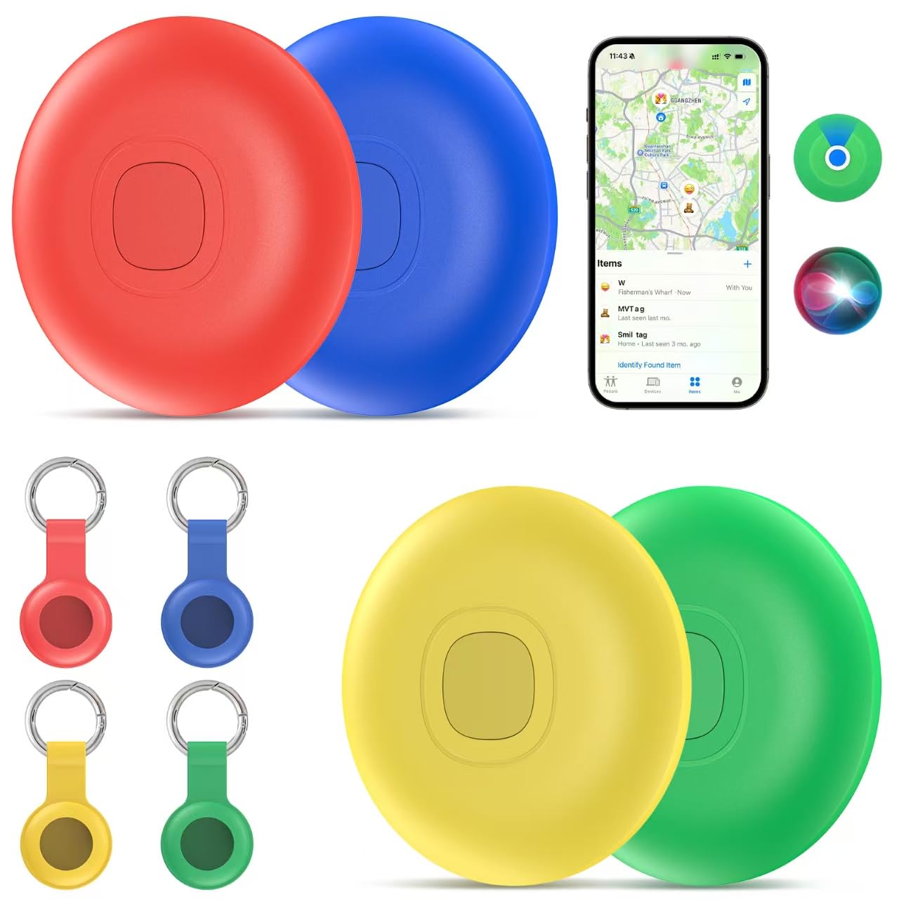 Paquete de 4 etiquetas Air Tracker, buscador de artículos funciona con la aplicación Apple Find My (solo iOS), rastreador de equipaje impermeable IP68, rastreador Bluetooth de repuesto de batería