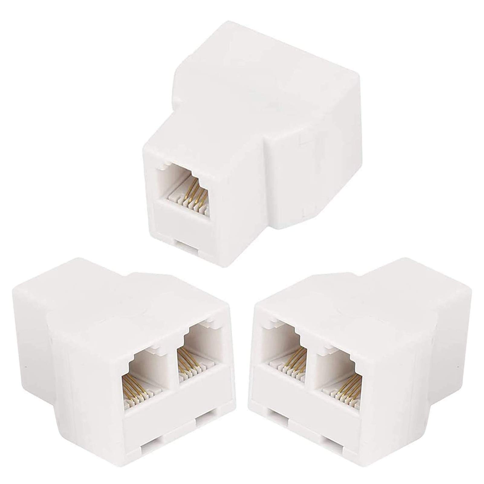 AIMIJIA 3Female Telephone Splitter Adapter Cable,Telephone Landline Cable Connector and Separator (RJ11 6P4C-3 Pack)