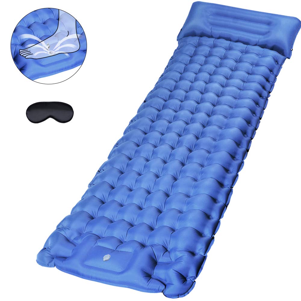 Sleeping Pad for Camping, CHYBFU Upgraded Extra Width & Thickness Inflatable Camping Pad with Foot Press Lightweight Backpacking Sleeping Mat for Hiking & Traveling Waterproof Compact Air Mattress