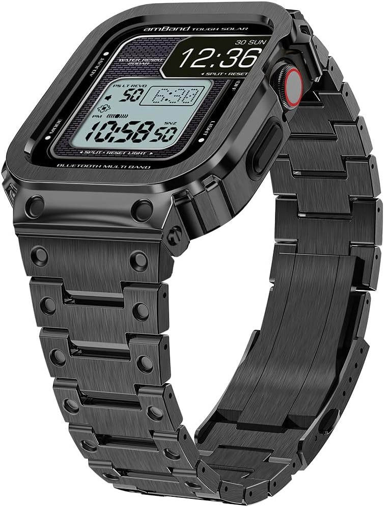 amBand Edelstahlband und Gehäuse kompatibel mit Apple Watch Series SE2/SE/6/5/4 44mm, Moving Fortres… amBand Edelstahlband und Gehäuse kompatibel mit Apple Watch Series SE2/SE/6/5/4 44mm, Moving Fortres…