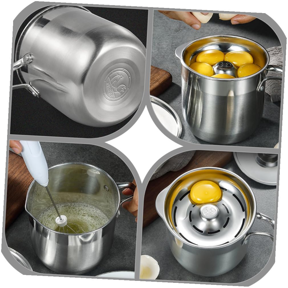 PRETYZOOM Separador de Huevos de Acero Inoxidable Diseño de Agujero Hueco, Cubo Divisor de 1500ml Tapa para Separar Yema y Clara Fácilmente Cocina