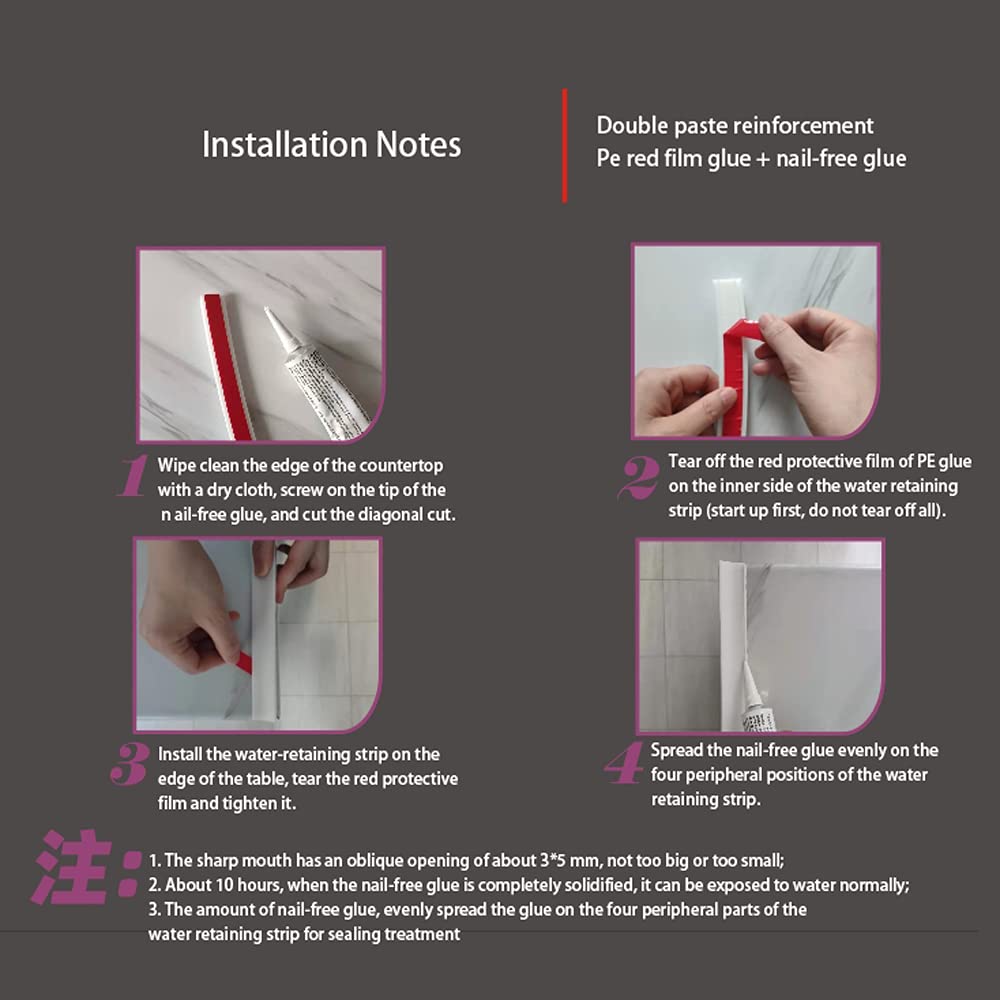 Buy Bathroom Water Stopper Water Retaining Strip,Sink Splash Guard Wet