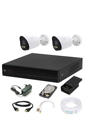 Cp plus 4 Channal HD DVR 1080p 1Pcs,Colorful View in Nightvision Outdoor Camera 2.4 MP 2Pcs,500 GB Hard Disk,Full Combo Set