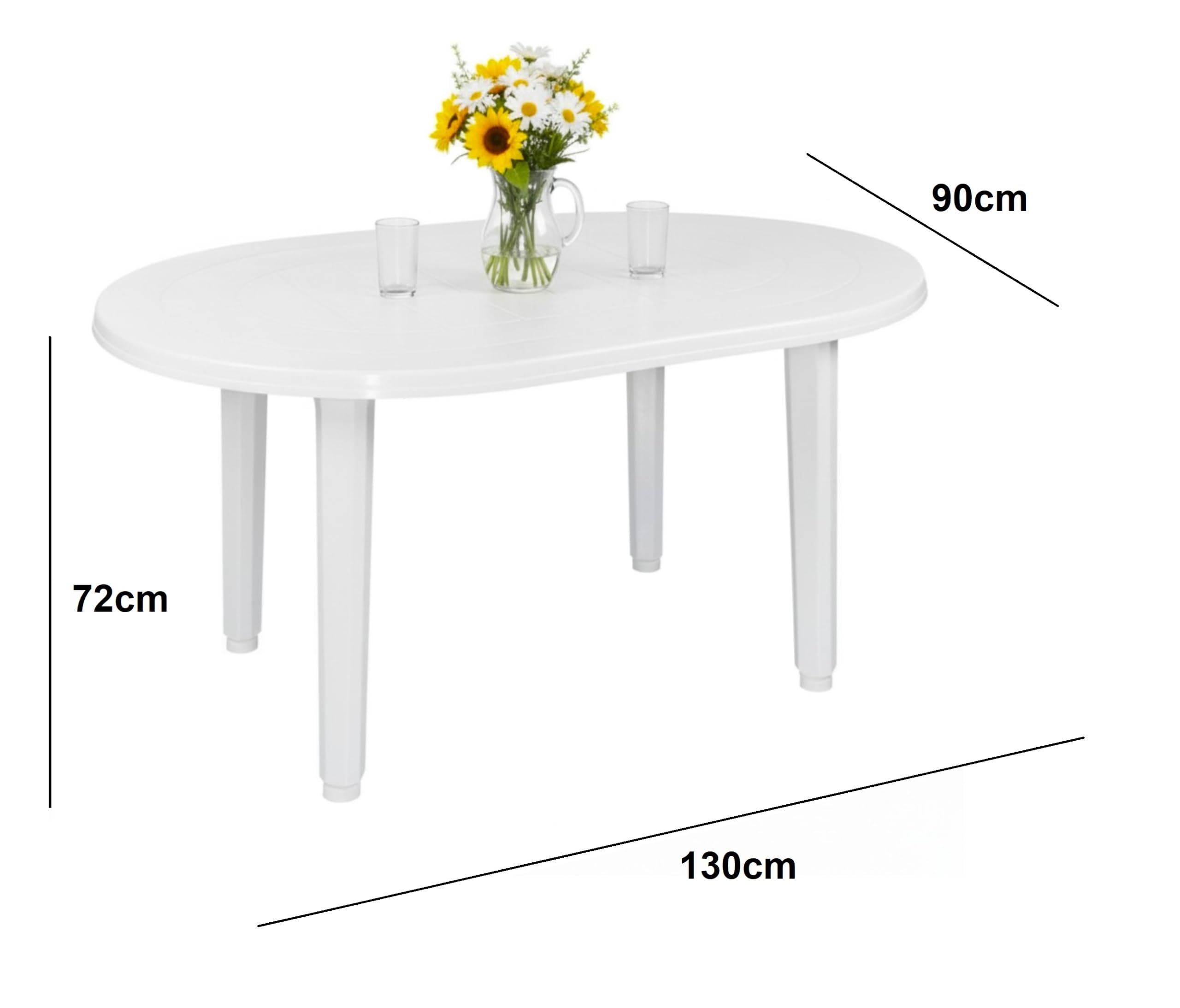 Mesa de Jardín Oval Resol, Blanco | 130x90cm