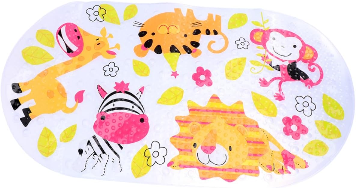 1pc Cartoon PVC Nonslip Floor Mat for Bathroom Bathtub Shower Safe Washable Pad Cups for Boys and Girls for Use
