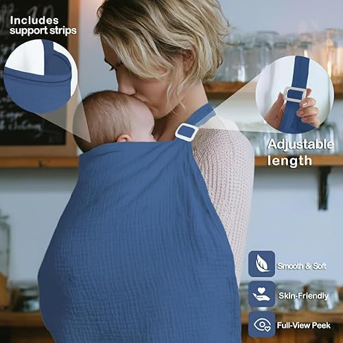 Miniatura 4 de Fundas de lactancia de muselina para lactancia materna, cuello de arco, fundas para lactancia materna para mujeres, delantal de lactancia