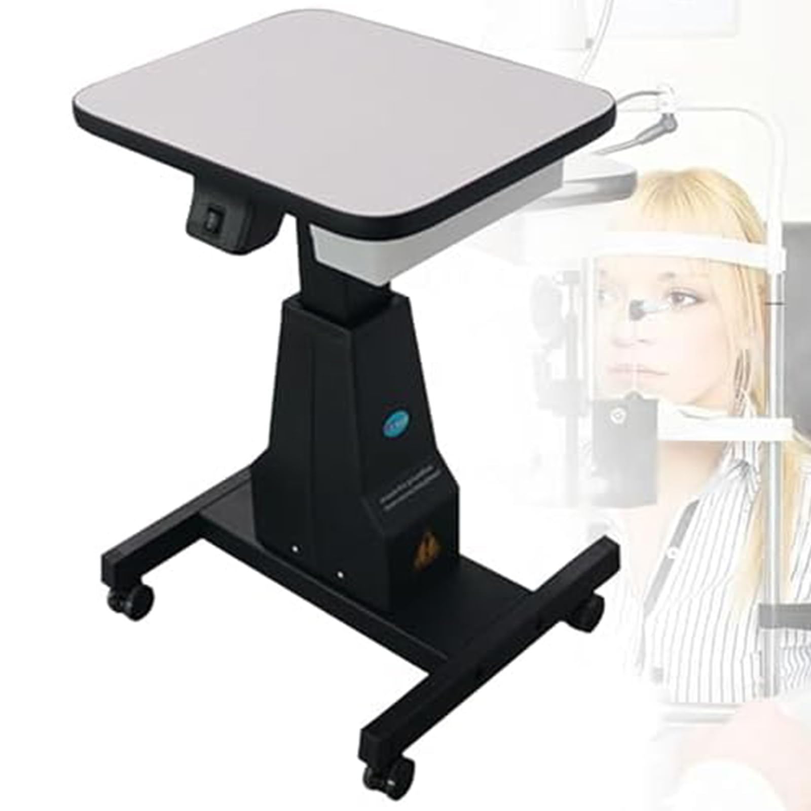 ZenSeFarin Motorized Optical Table,Adjustable Electric Lift Stand Optometry,Mobile Eyeglass Shop Work Table with Drawer,25.59 to 32.28 inch Height for Ophthalmic and Eyeglass Shops Black