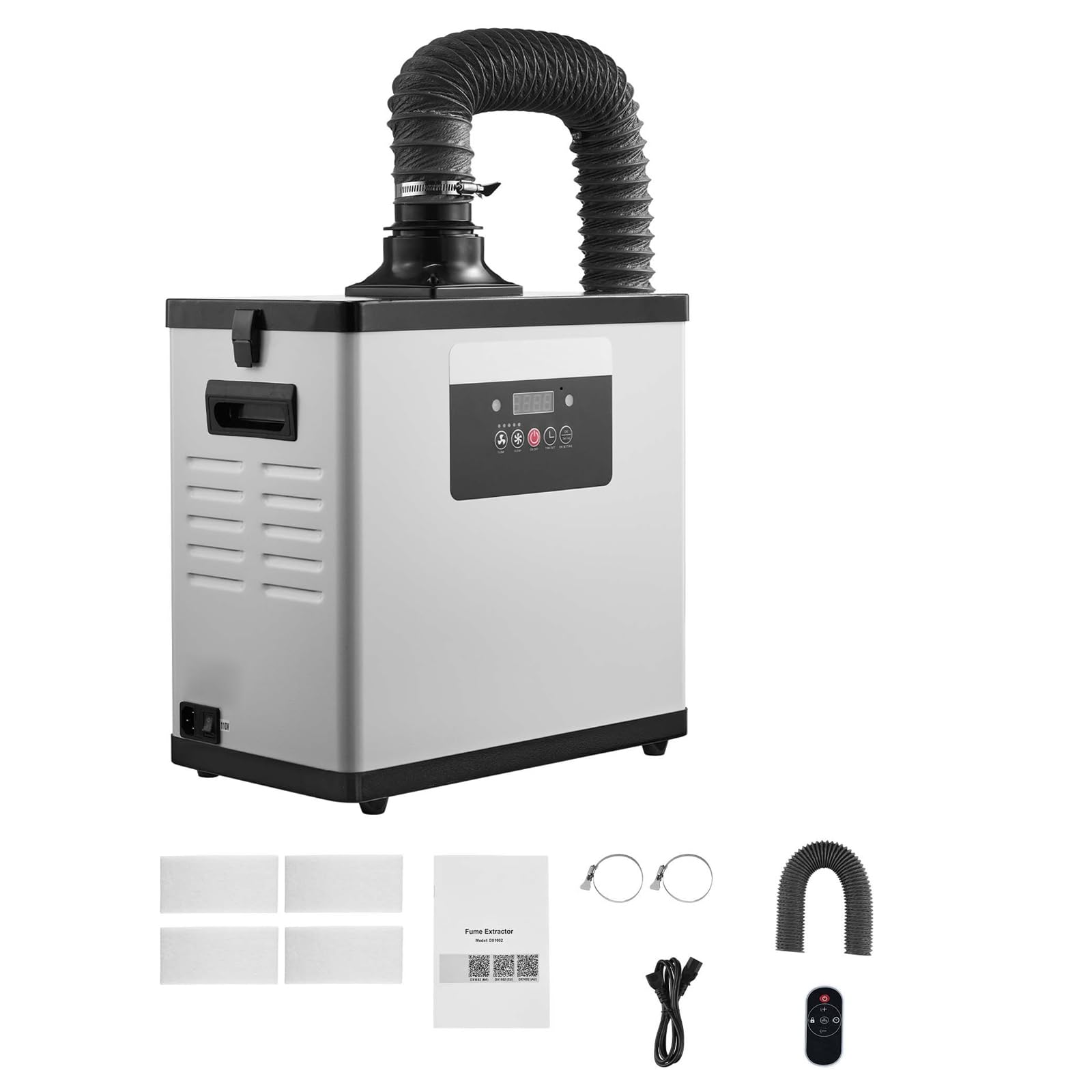 VEVOR Extractor de Humos de Soldadura 145 W Flujo de Aire de 510 m³/h, Absorbedor de Humos de Soldadura con Motor sin Escobillas, 10 Velocidades, Control Remoto, para Grabado Láser, Impresión 3D