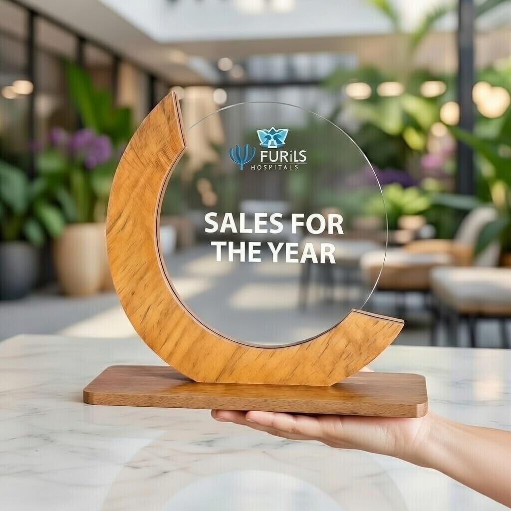 WEHATKE Customized Wooden & Acrylic Award Trophy with Logo & Text | Personalized Corporate Recognition, Employee Appreciation, Sales Achievement, Annual Award Gift-picture-13
