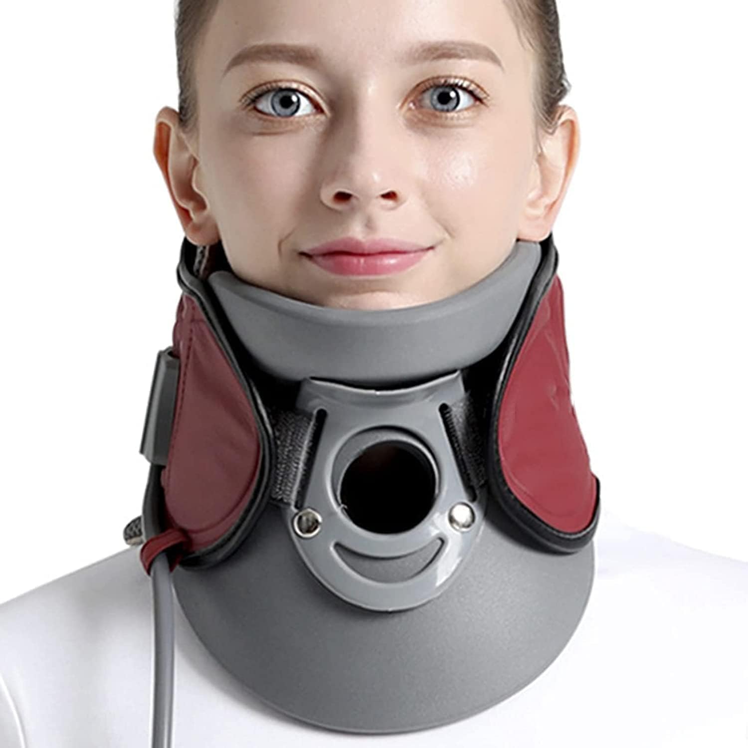 TIST Neck Brace, Cervical Neck Traction Device, MultiDimensional Traction, 360° Fixed Wrap, Airbag Compression, for Home Traction Spine Alignment(Yellow)
