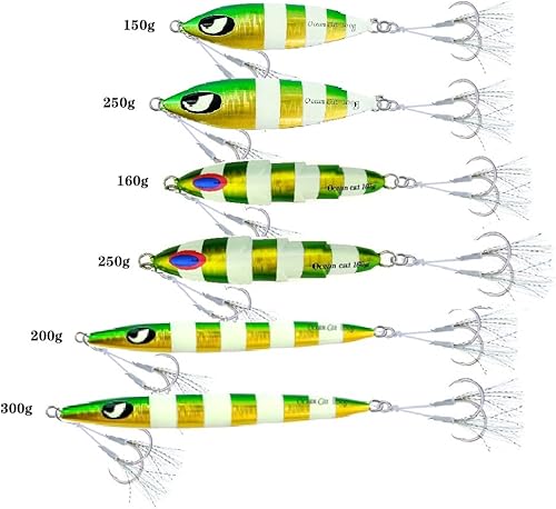 Miniatura 8 de OCEAN CAT Jig 6 Pcs Combo Lento Pitch Jigs Pesca Señuelos Verticales Jigging Plano Caída