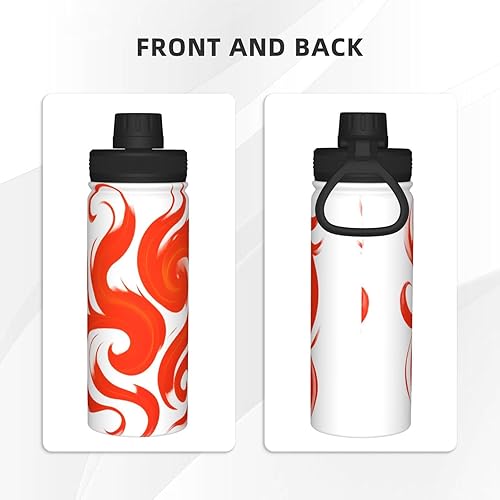 Miniatura 3 de Coral Amber Red Printed Insulated Water Bottle, 18oz Stainless Steel Funny Travel Mug, Leakproof Hot & Cold for Sports, Gym, Hiking