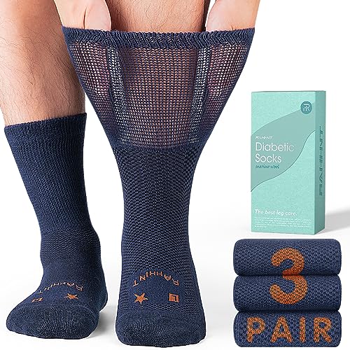 Rahhint Extra Wide Merino Wool Diabetic Socks for Men & Women, Thermal Winter Warm Seamless Toe loose fit, Soft Top No Binding Cuff (3 Pairs)