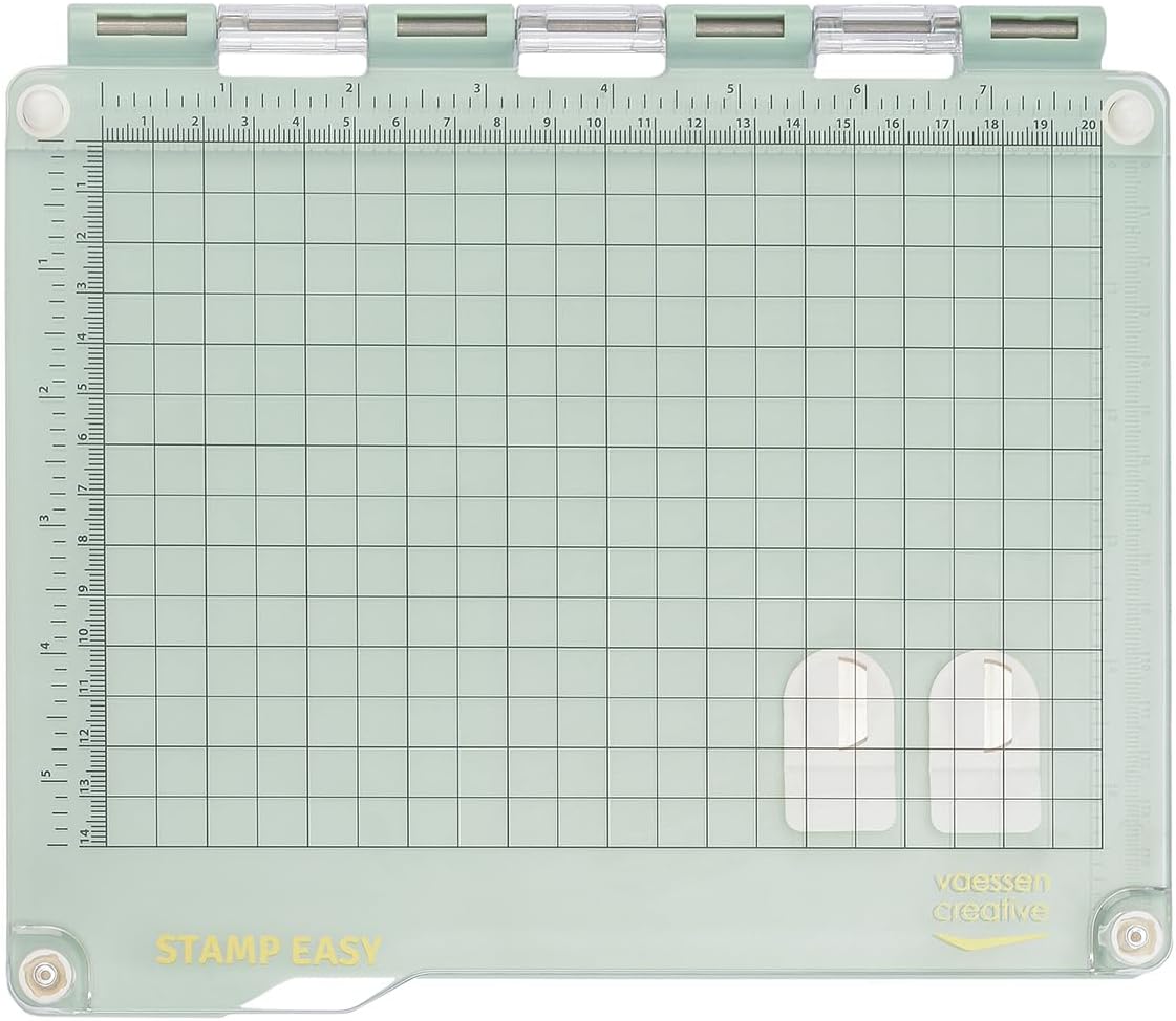 Vaessen Creative Stamp Easy Stamp Platform 8.7 x 6.5 inches - Stamp Aid for Card Making, Silicone Stamps and Scrapbooking - Mint Green