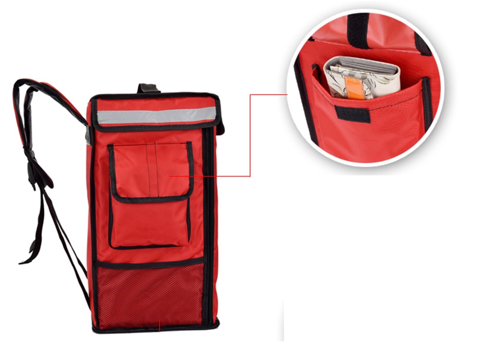 Bolsa Entrega Alimentos Frio Y Caliente, 35L Mochila Bolsas De Enfriador Grandes Cake Takeaway Caja Congelador Comida Rápida Pizza Entrega Incubadora(Red)