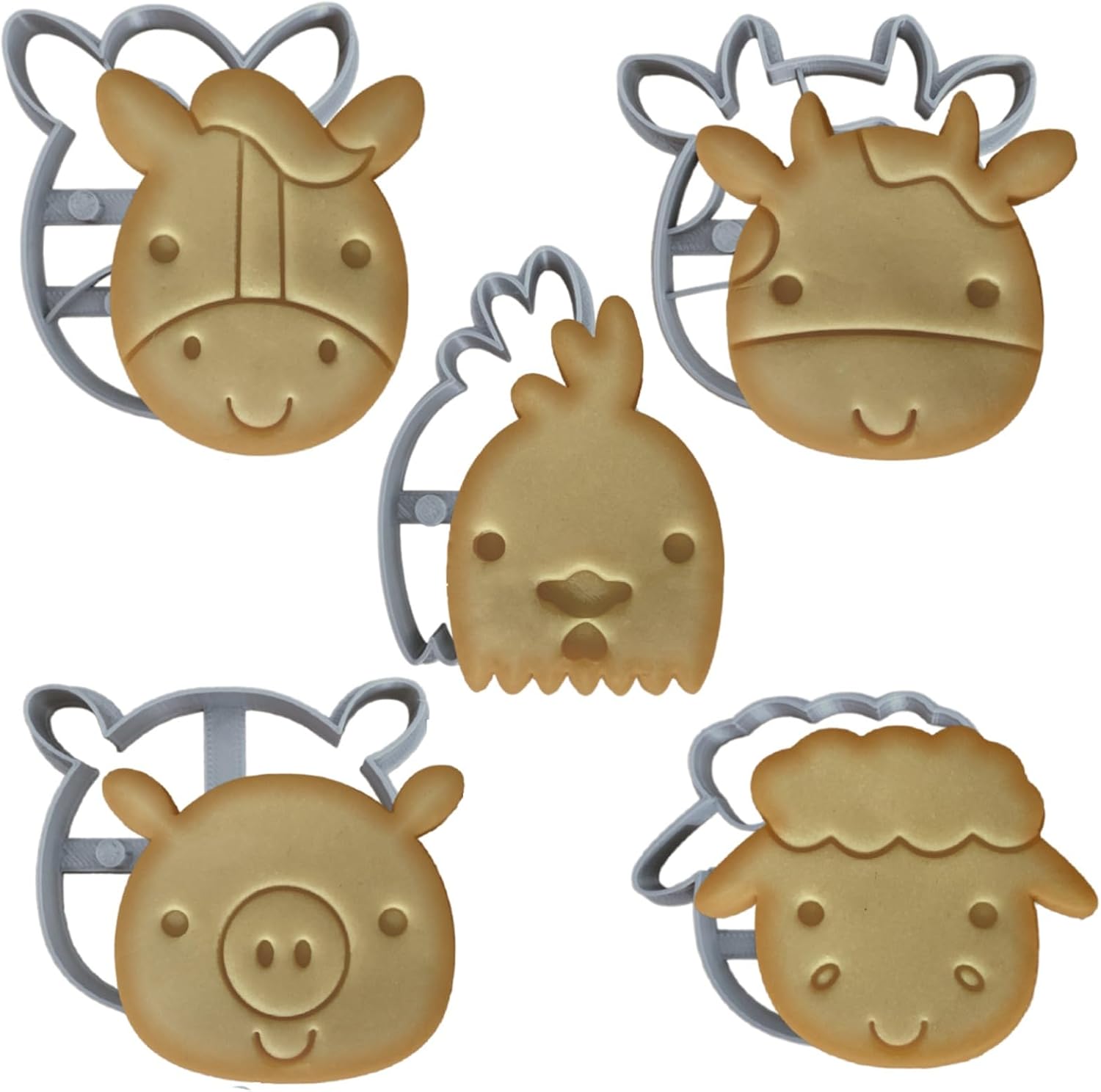 Farm Animal Cookie Cutters - Set of 5 Cookie Cutters for Kids Birthday Party or Themed Parties - Includes Chicken, Pig, Cow, Horse, Sheep Cookie Cutter