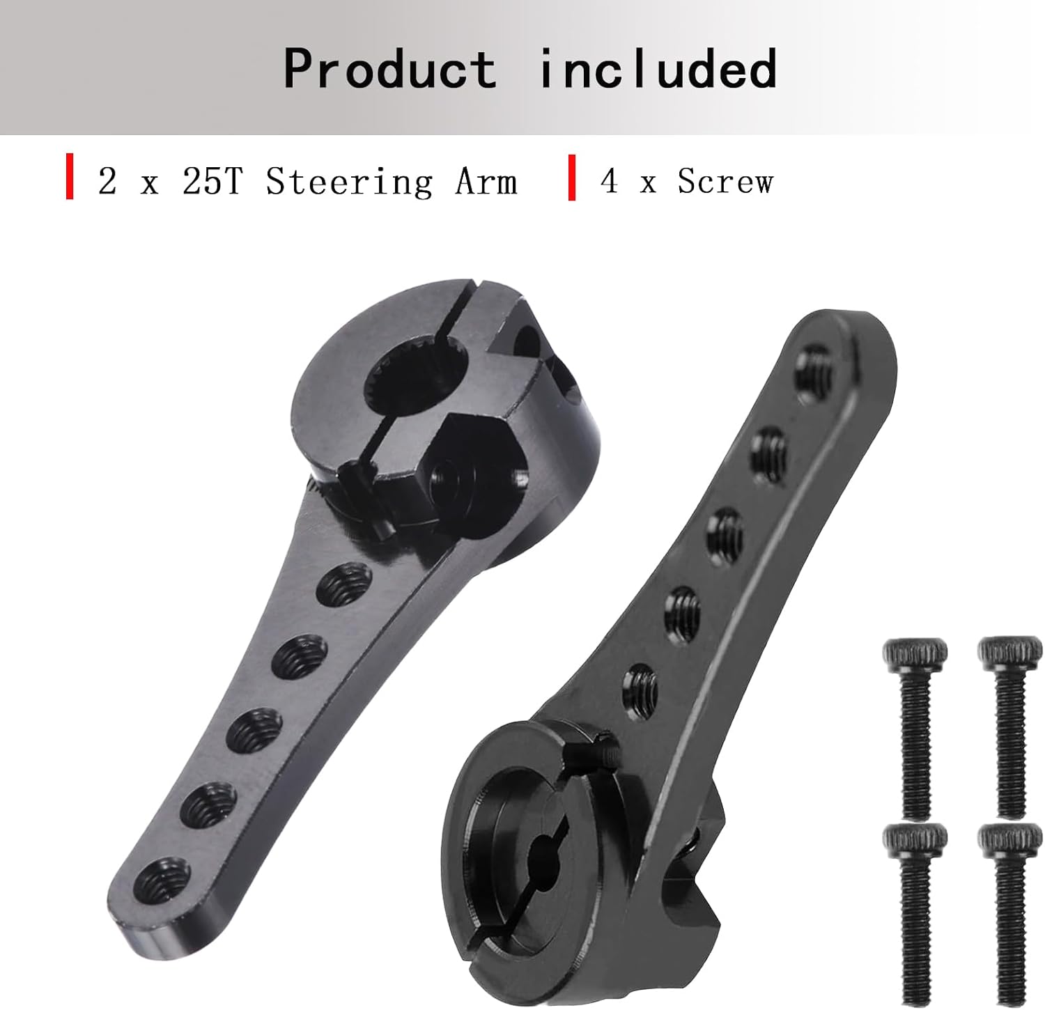 2Pcs Aluminum 25T Servo Horn Long Steering Servo Arm 46mm Length for DIY RC Car/Boat/AirplanesBoat Model Accessories with M2.5 Screws(Black)