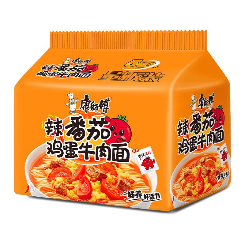 Chinese food Noodles 康师傅 方便面 经典辣番茄面五连包110g*5 泡面 袋装