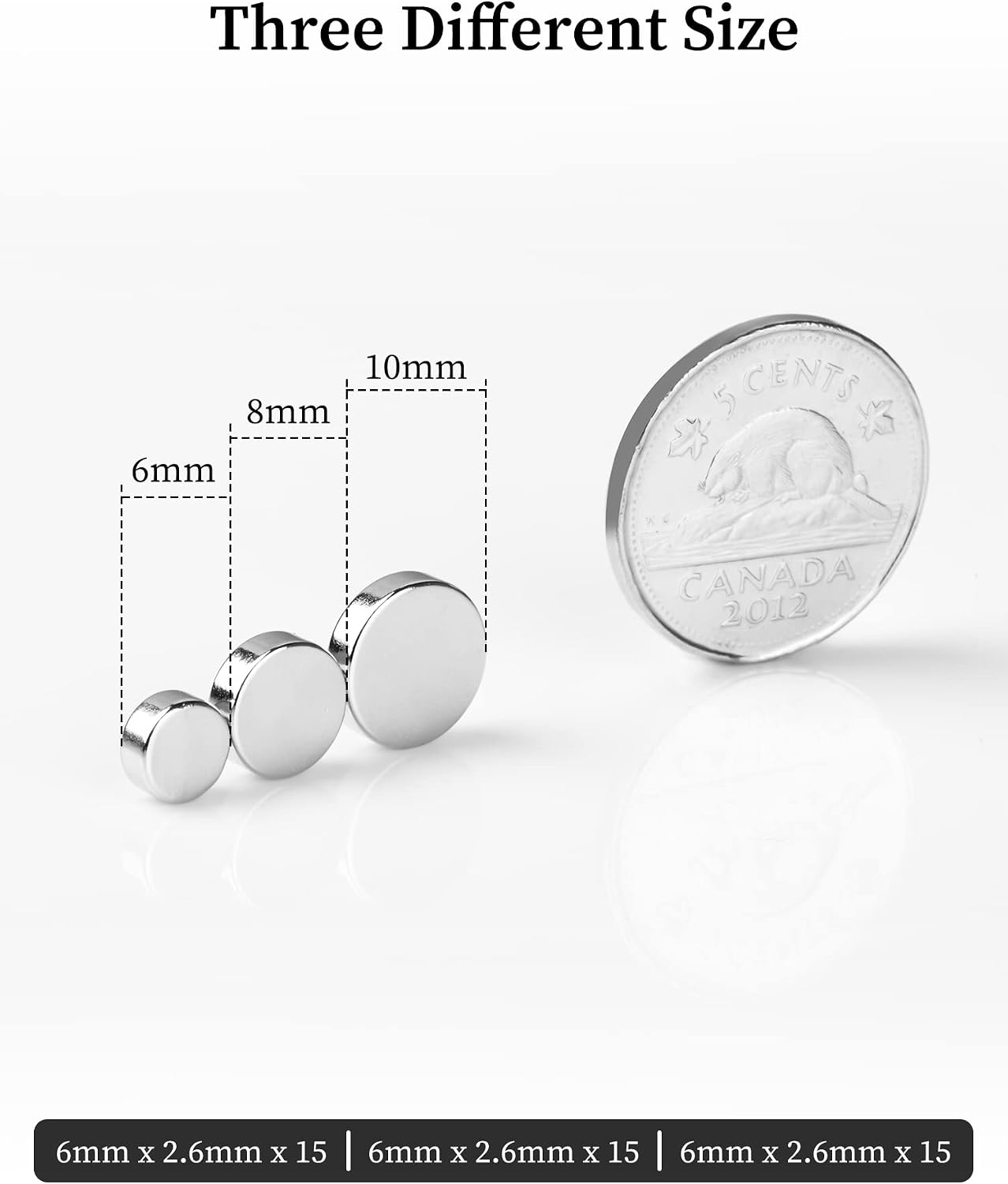 SMARTAKE 45 Pcs Refrigerator Magnets, 3 Sizes Small Round Office Magnets, Multi-Use Premium Brushed Nickel Coating Magnets for Fridge, Whiteboard, Billboard in Home, Kitchen, Office and School, Silver