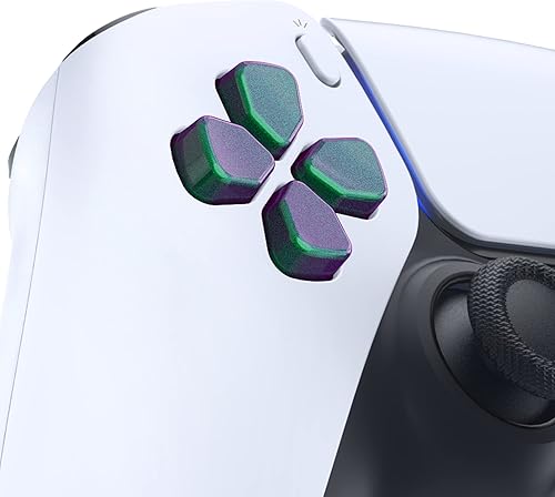 Vista 3 de eXtremeRate Botones ergonómicos divididos Dpad (botones SDP) para controlador PS5, botones de dirección Dpad independientes verde camaleón púrpura