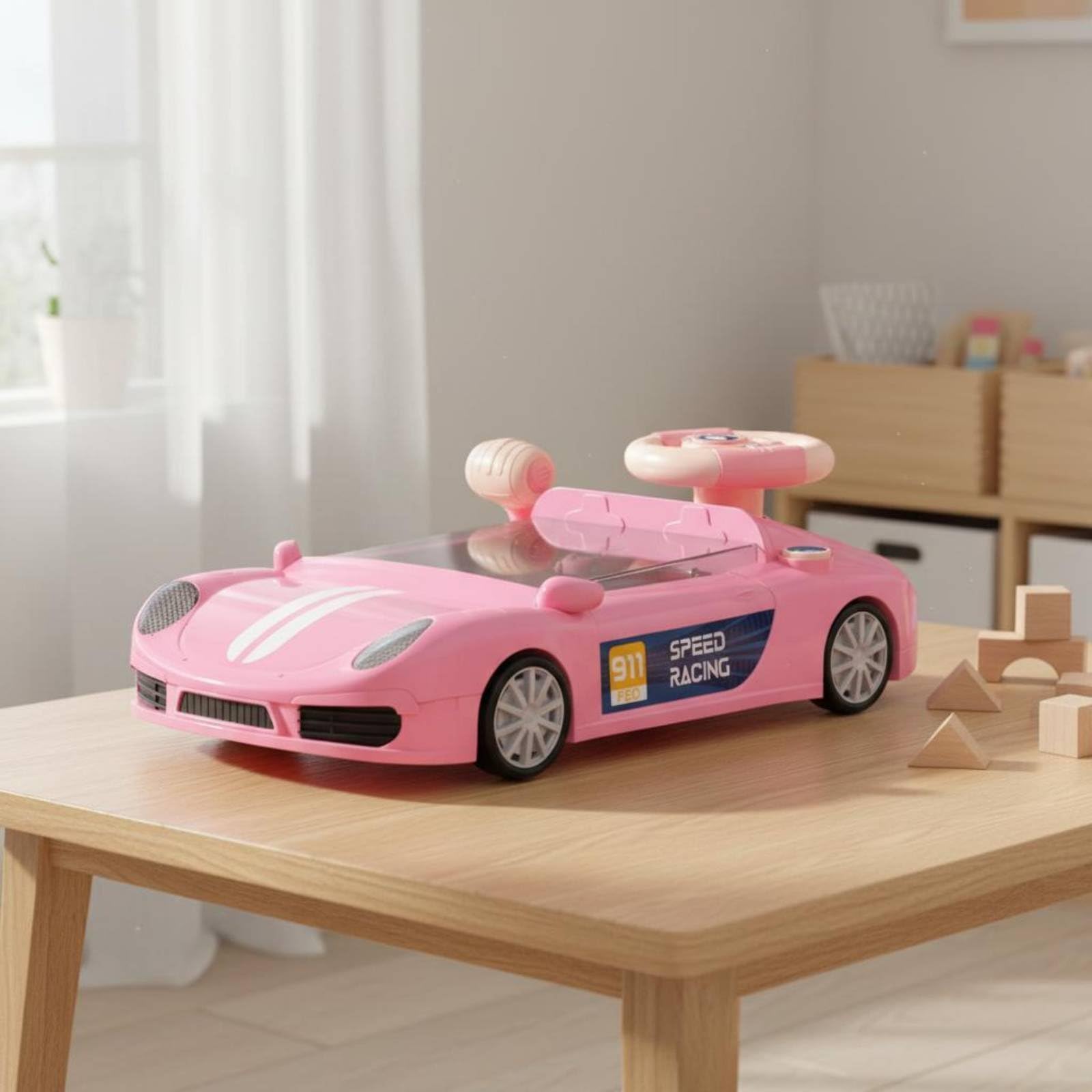 Juego de Carreras Infantil Volante Simulador Vehículo Consola Desarrollo de y Coordinación 200 Niveles sin Pantalla Visión Cuidada Carga por USB Adecuado para Niños en Casa y Paseos