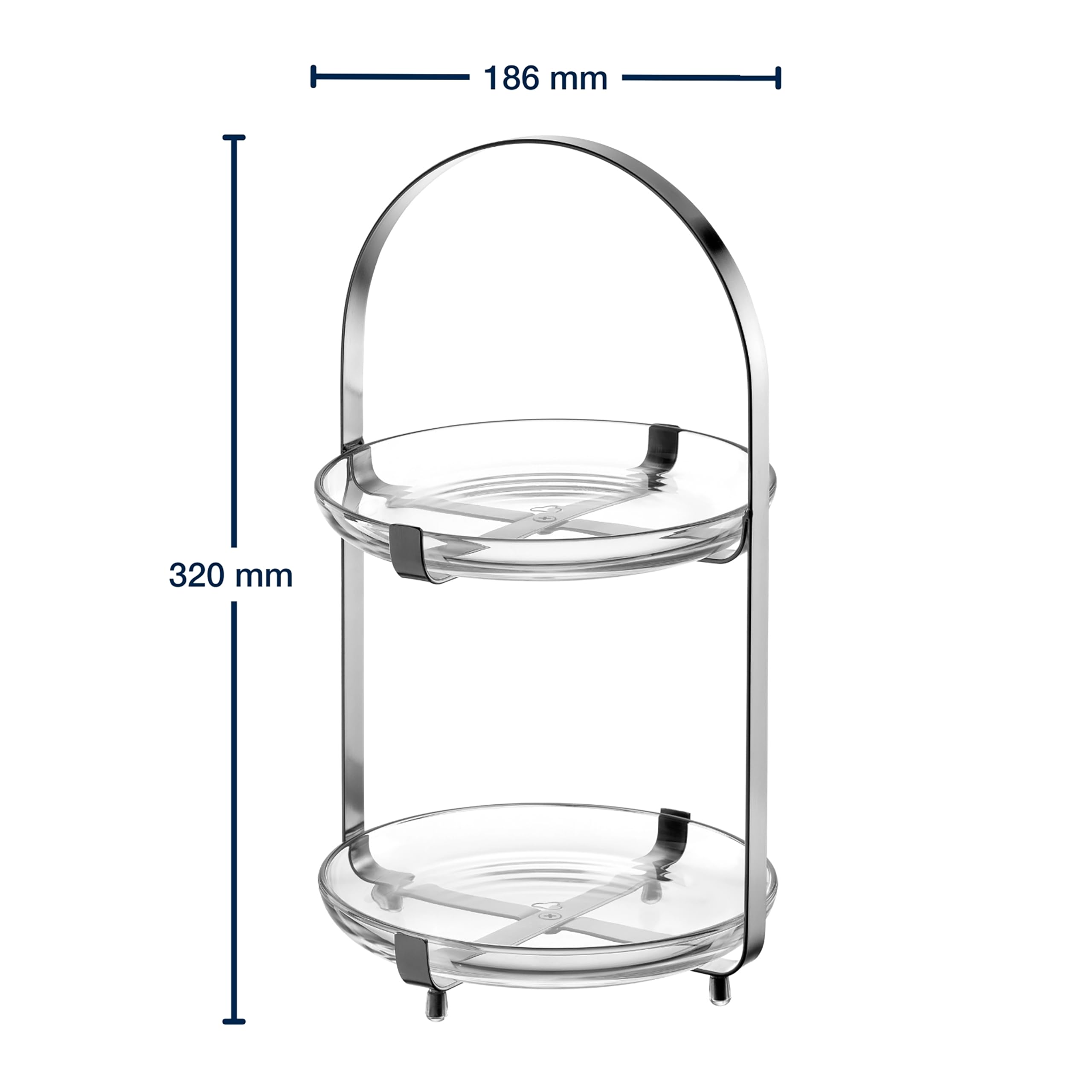 LEONARDO HOME CUCINA Etagere • 1 Stück • Moderne Glasetagere • für Kuchen & Häppchen • elegante Etagere • für Brunch und Buffet • Zeitloses Design • für jede Gelegenheit • Höhe 32 cm • silber • 025365