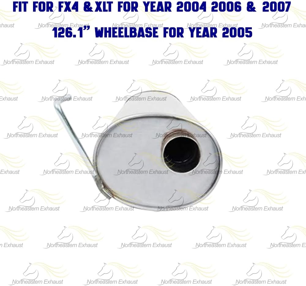 Exhaust Muffler Compatible for 2004-2008 Ford F-150 5.4L | Stainless Steel | Northeastern Exhaust | Free Clamps Included | Automotive Replacement Part