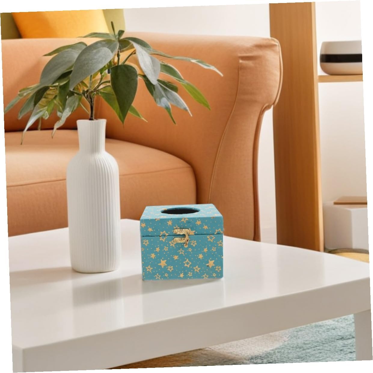 OSALADI Vintage Wooden Tissue Box Cover 2pcs, Square Nebula Blue Facial Tissue Holder with Velvet Lining, Decorative Napkin Organizer for Home, Office, Living Room, Bedroom, and Commercial image 5
