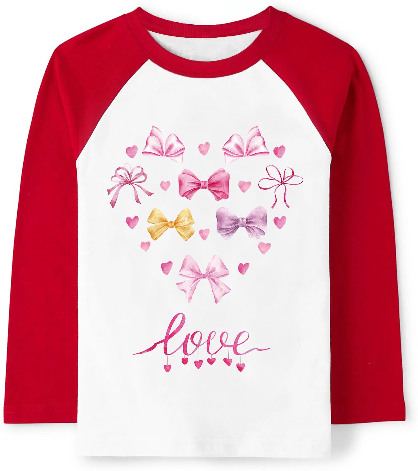 Tkria Boys Girls Valentine Shirts Raglan Long Sleeve Monster Truck Dinosaur Candy Love Heart Tops for Kids 2-10T