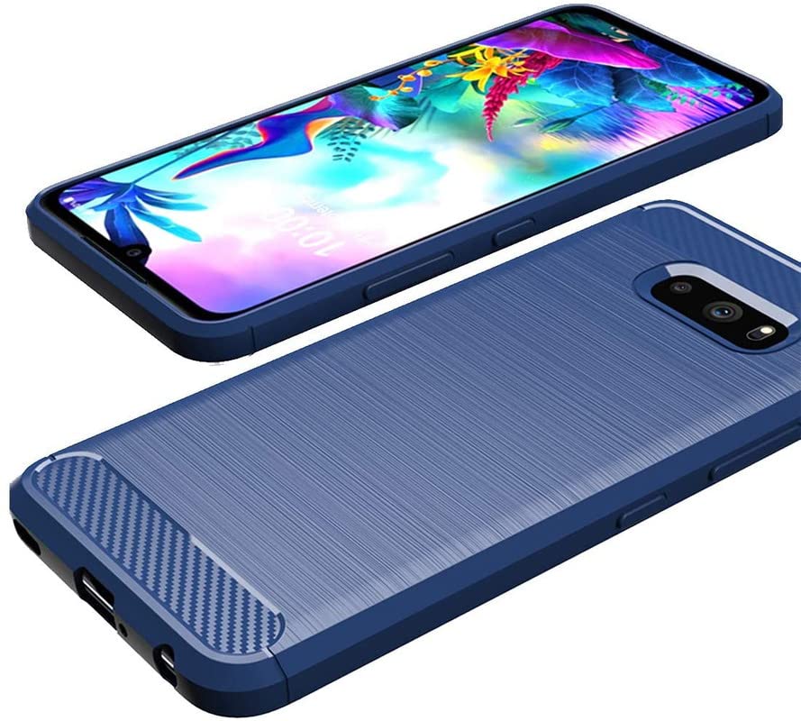 Image of NPRC Hybrid Ultra Slim Protective Case TPU Non-Slip Carbon Fiber Texture Shockproof Case Cover for Lg G8X - Blue