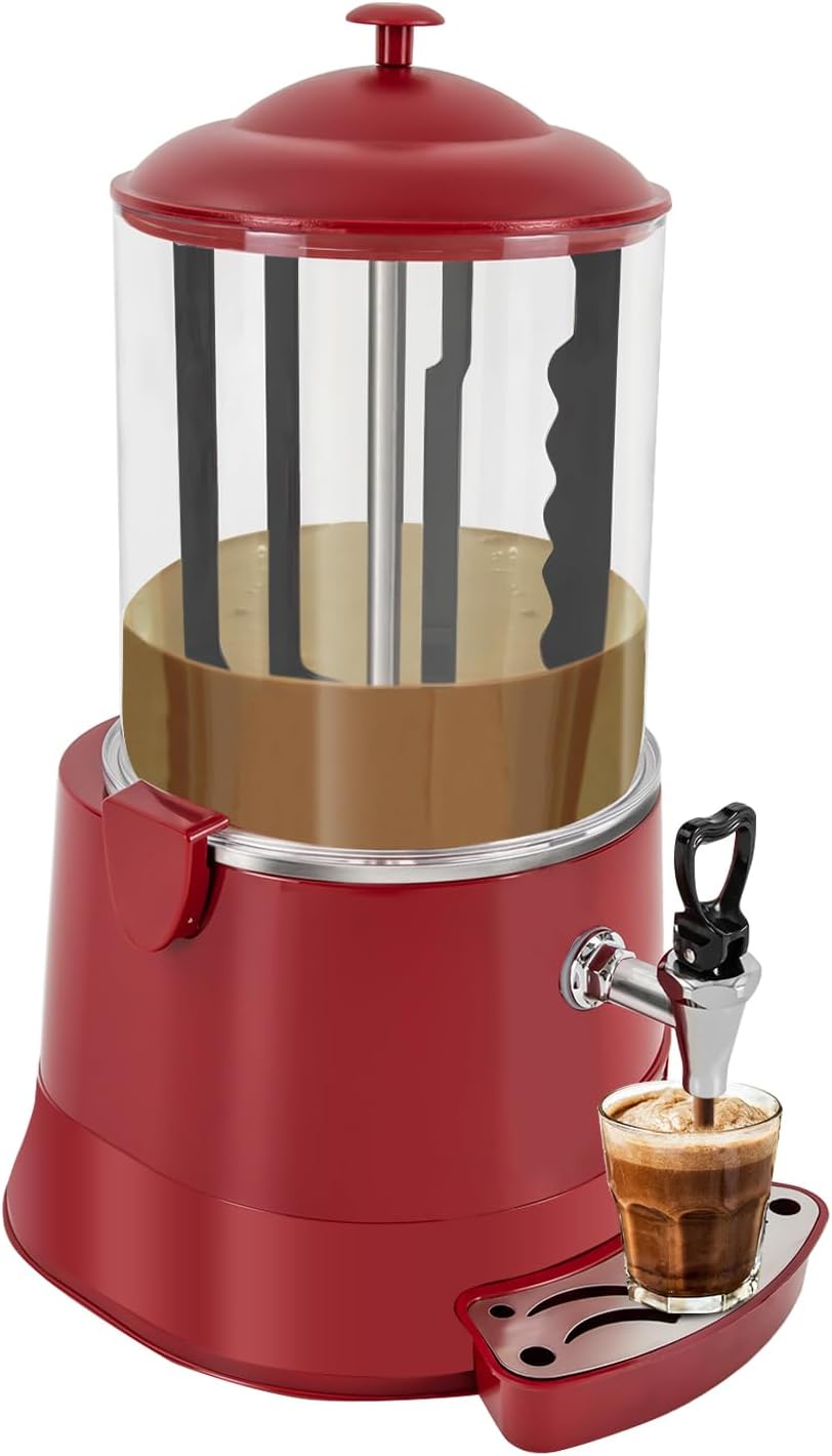 Hot Chocolate Maker Machine Commercial 10 L Capacity with Adjustable Temperature Control 86-194℉, Stainless Steel Electric Beverage Warmer and Dispenser for Chocolate, Coffee, Milk and Party Use