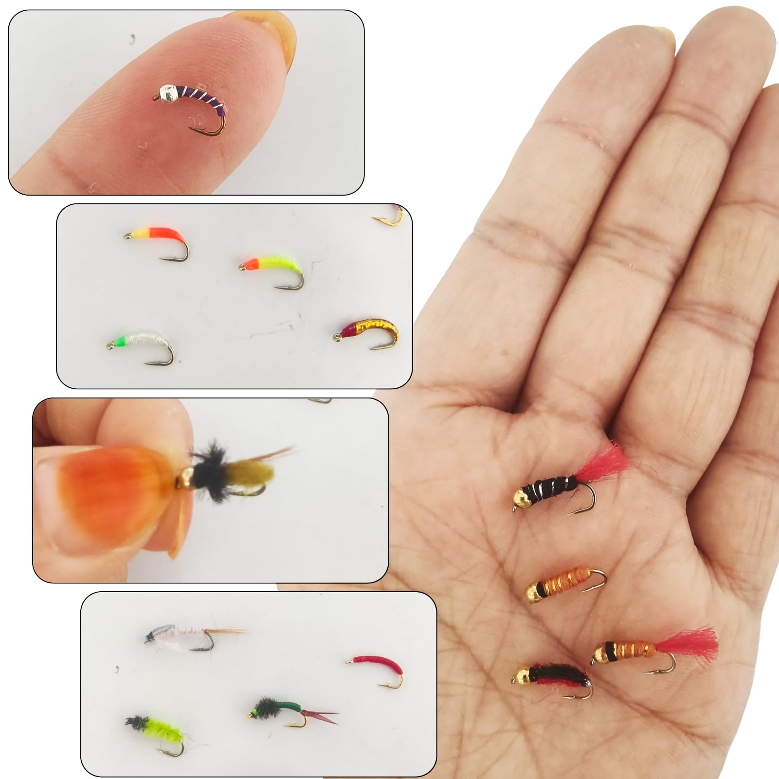 Fliegenfischen Fliegen Set, 134Stk Forellenköder mit Fliegenbox, Trockene Nasse Fliegen Fishing Lures, Nymphen, Streamers, Popper