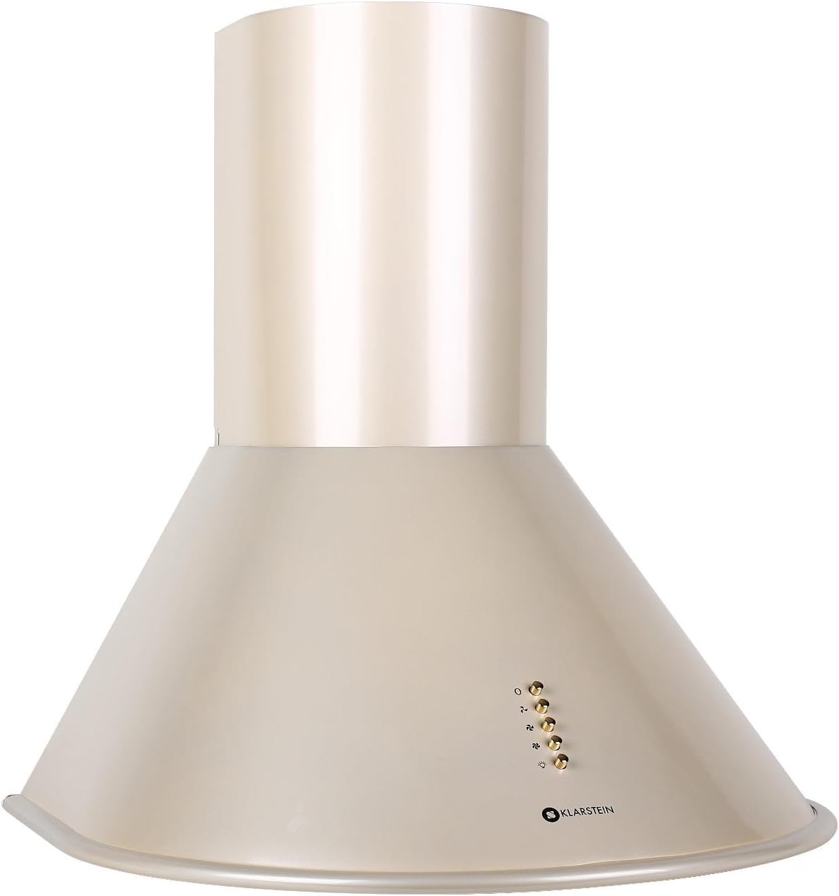 Klarstein Lumio Primo Retro Cooker Hood - 60 cm Thick, 430 m³/h Power Extraction, Bar for Hanging Pots and Pans, Grease Filter, Halogen Lamp, Stainless Steel Casing, Beige