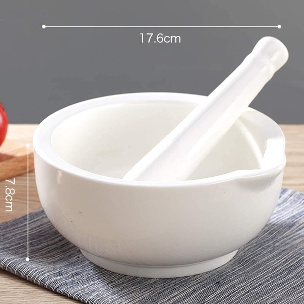 Set di Mortaio e pestello, Mortaio da Cucina e pestello, Porcellana fine-Bianca, Aspetto Lucido Ruvido Interno Cucina Creativa Gadget Multi-Funzione smerigliatrice Multifunzione (Size : B)