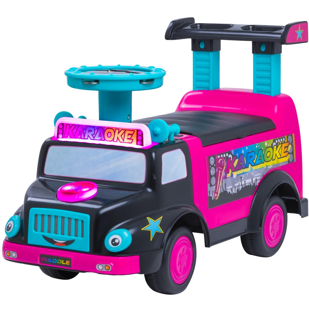Toddler Ride On Toy - Push Car, Interactive Musical Toys for Toddlers 1-3 with Microphone, Keyboard & Drumsticks, Toddler Activities, Foot to Floor, Durable Baby Car, Easy Assembly, Baby Toy