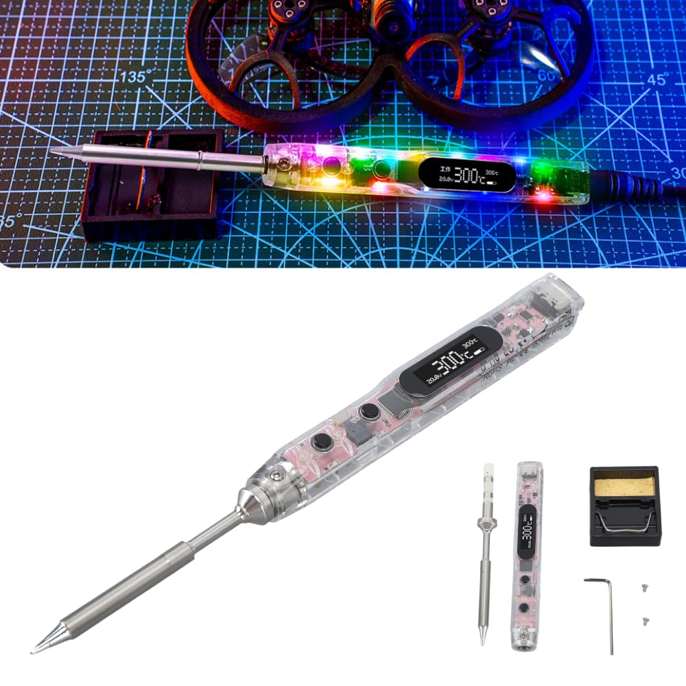 Kit De Soldador Digital De 100 W, Soldador Eléctrico DC12 V‑25 V Soldador De Temperatura Constante Pistola De Soldadura Luz OLED Soldador Eléctrico Portátil Con Cabezal TS B2