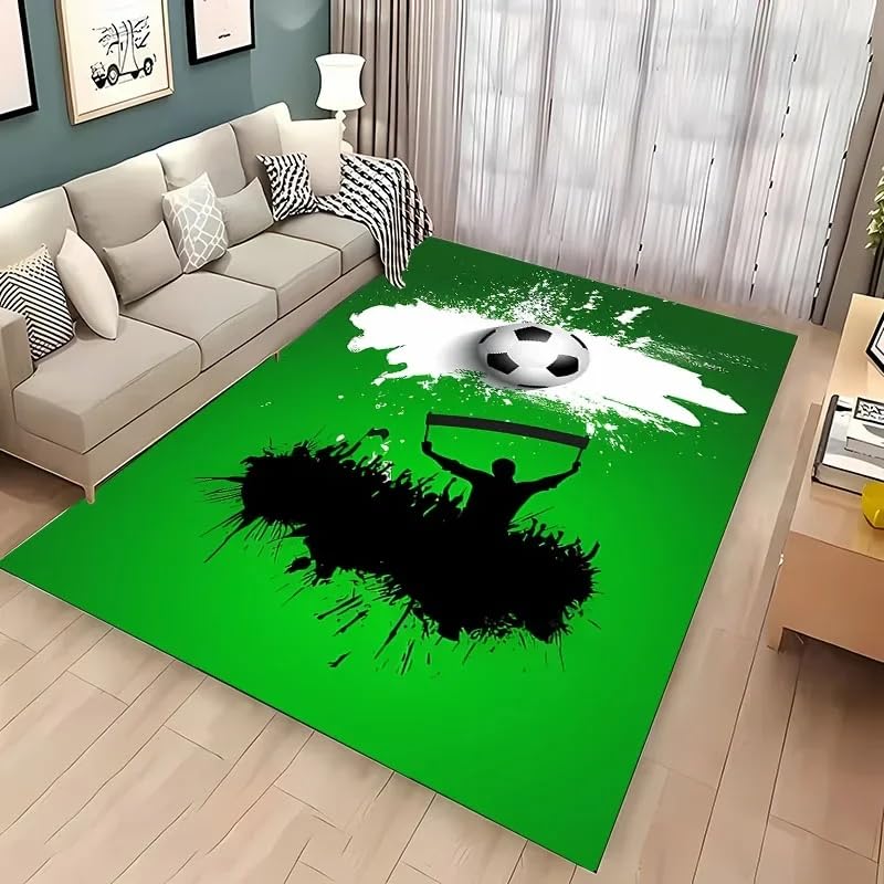 Tapis de football pour chambre d'enfant motif de terrain de sport 80x120cm