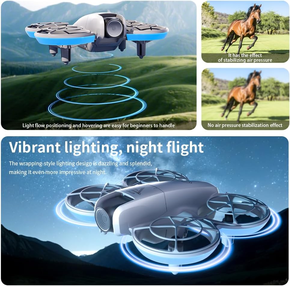 Drone with HD Dual Cameras Full Propeller Safety Protection, Headless Mode One-Key Takeoff/Landing 360° Rolling, Mini Quadcopter with Screen Controller 3 Batteries E69 Drones Gifts for Adult Beginners